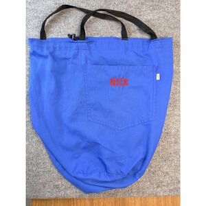 L.L. Bean Vintage Blue Canvas Tote Bag Drawstring Laundry Gear Bag Embroidered